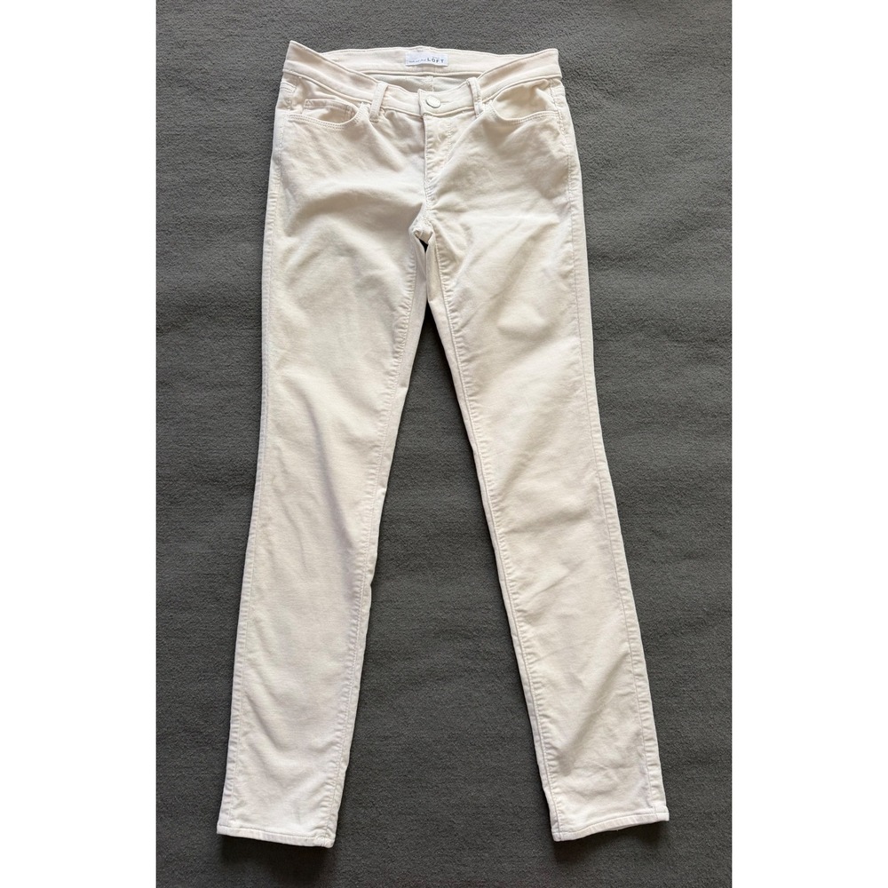 Ann Taylor Loft Womens Modern Skinny Cream Corduroy Skinny Leg Size 00/24 -EUC - Picture 3 of 14